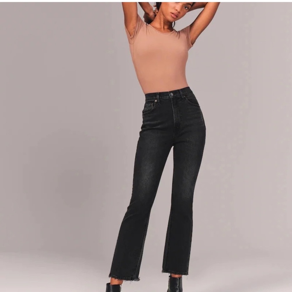 BDG Black High Rise Flare Jeans Raw Hem